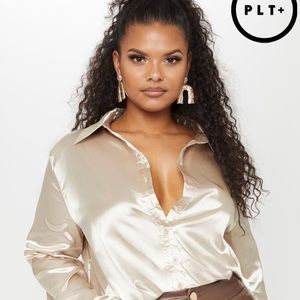 Satin Button front Shirt